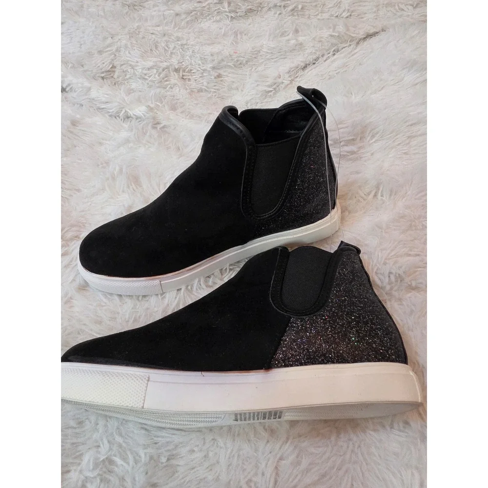NWT Good Days Only Kids Chelsea Sneaker Boots - Black Suede & Glitter Size 2
